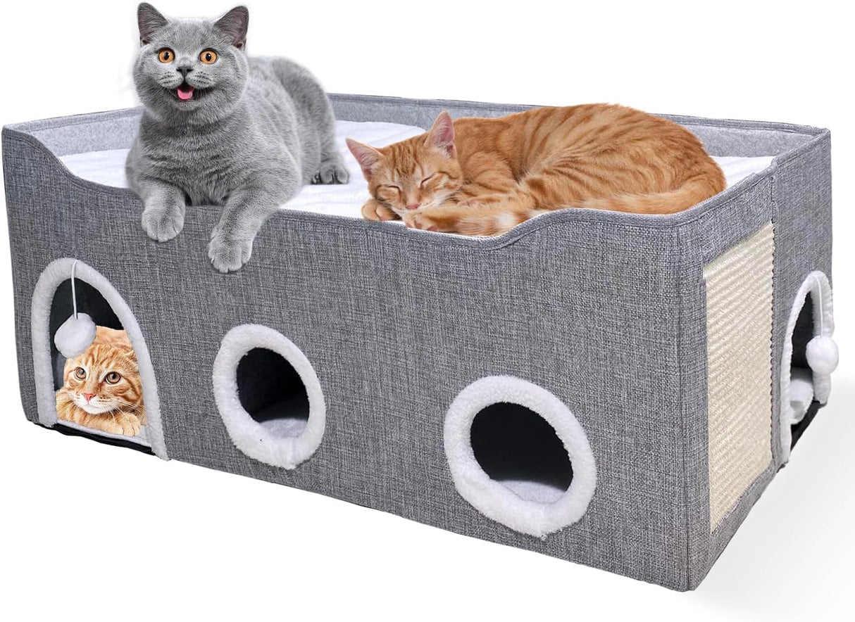 Casa para Gatos Interiores - Cama Grande y Colapsable con Cúpula