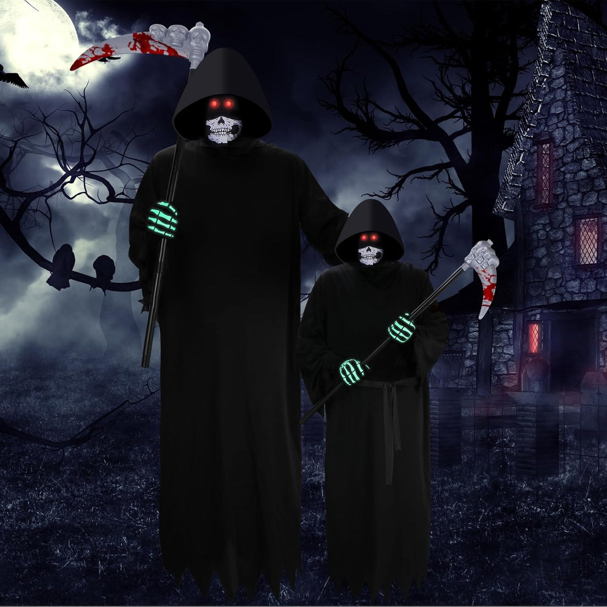Disfraz Grim Reaper para Niños y Adultos 5 Piezas Set
