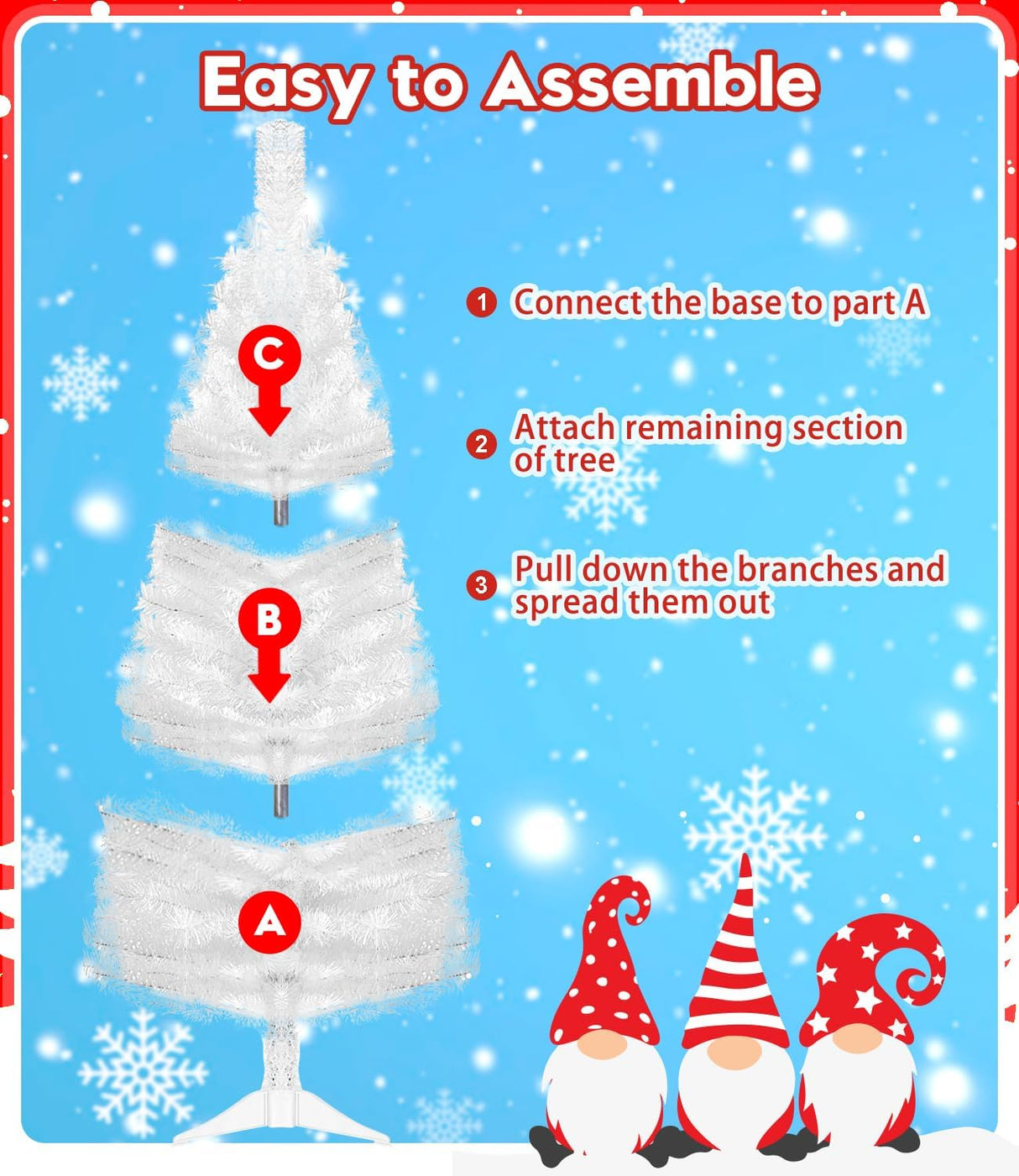 Árbol de Navidad Artificial Preiluminado, luces cálidas y de color, 4 pies