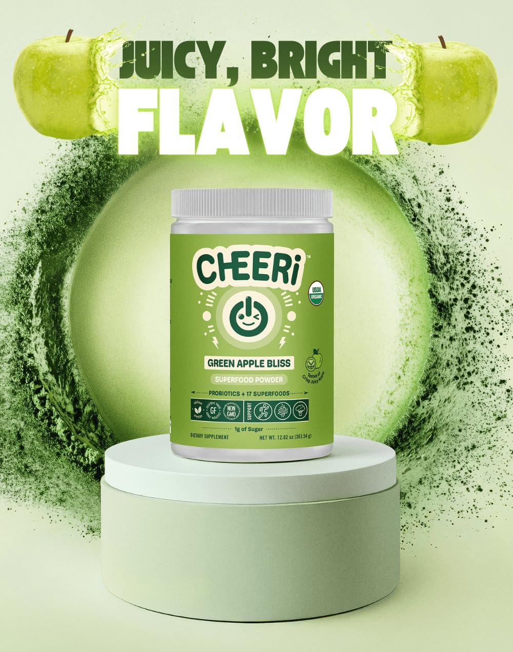 Green Apple Bliss Superfood Powder - Orgánico, Vegano, 30 Días