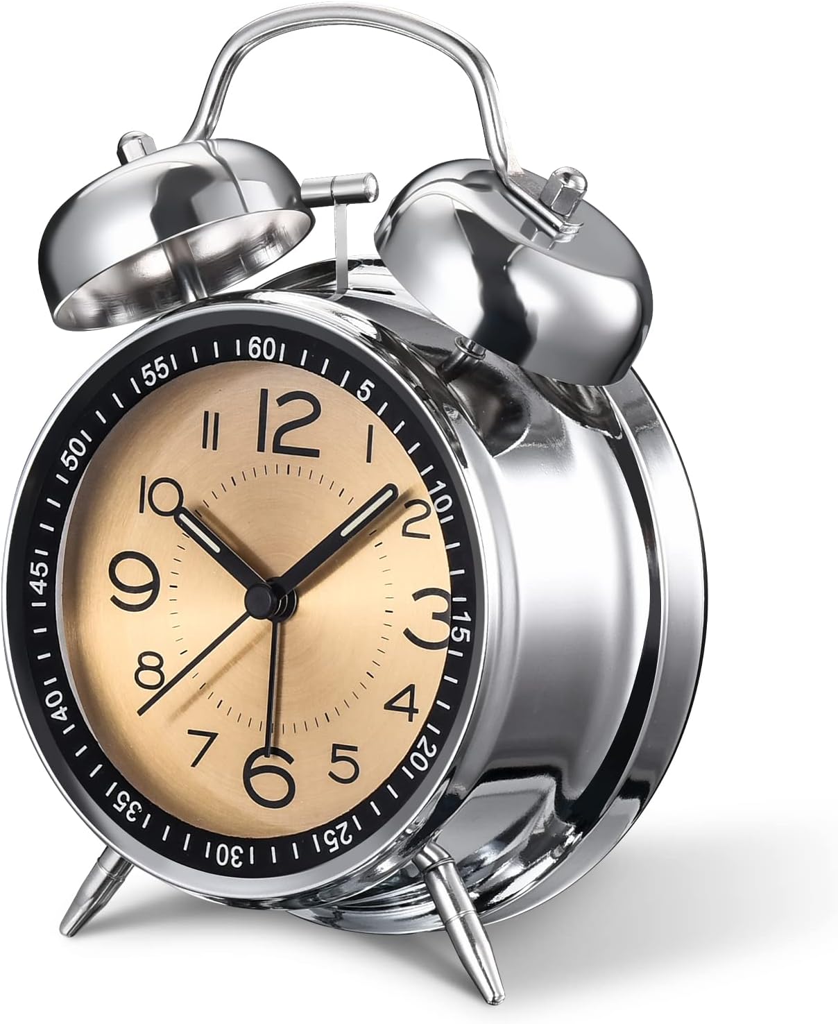 Reloj despertador analógico retro para adultos, 4 pulgadas, silencioso