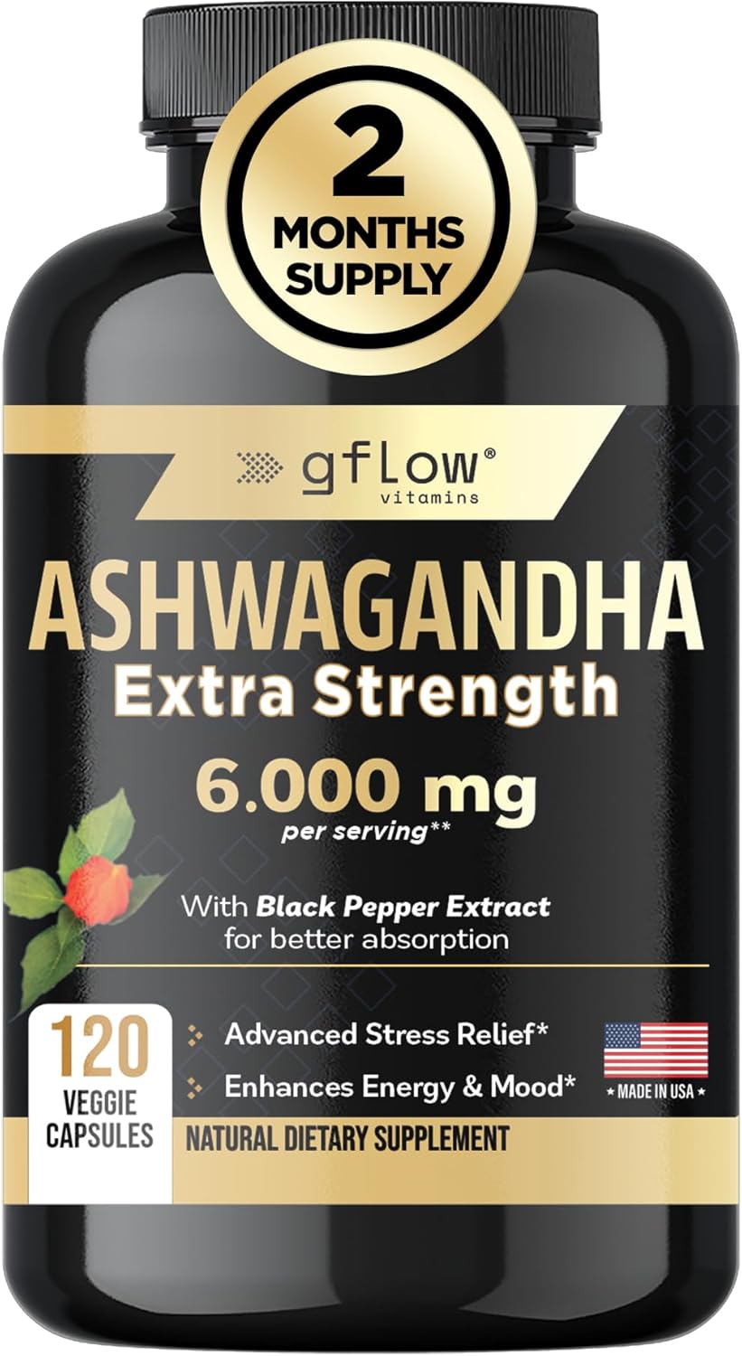 Suplementos de Ashwagandha, 6000mg, Vegano, Energía, USA