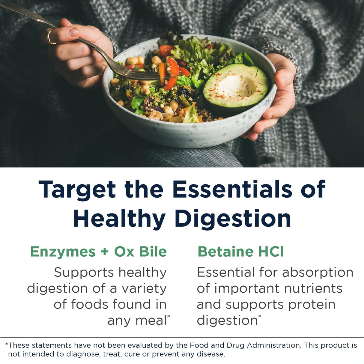 Enzimas digestivas con betaína HCl + pesina salud intestinal