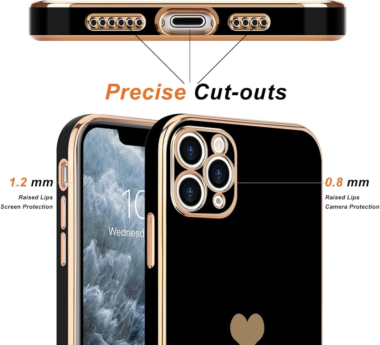 Teageo Funda para iPhone 11 Pro para niñas y mujeres, bonita funda de silicona a prueba de golpes para iPhone 11 Pro, color negro