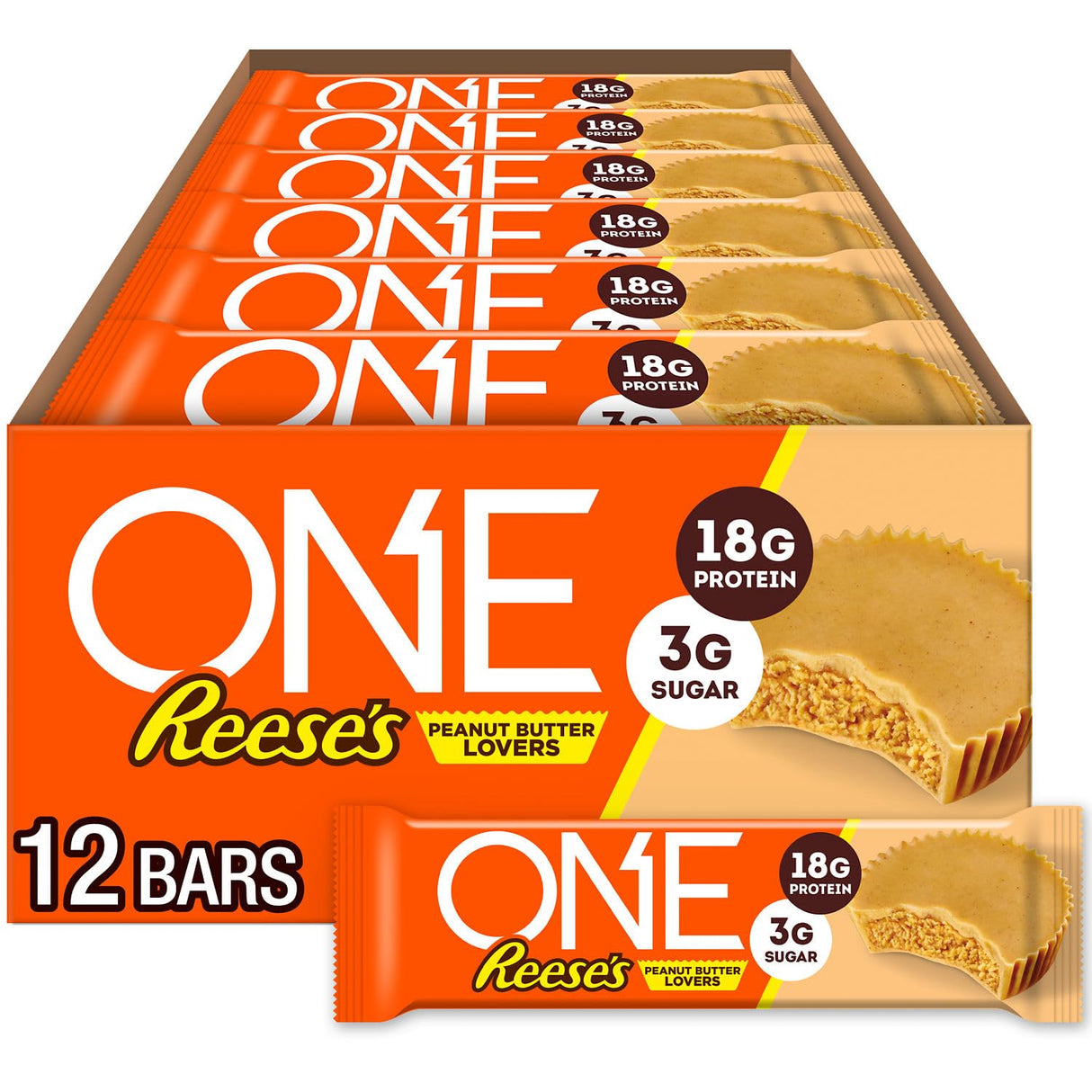 Barritas de Proteína ONE Reese's, Sin Gluten, 18g Proteína, 12 uds