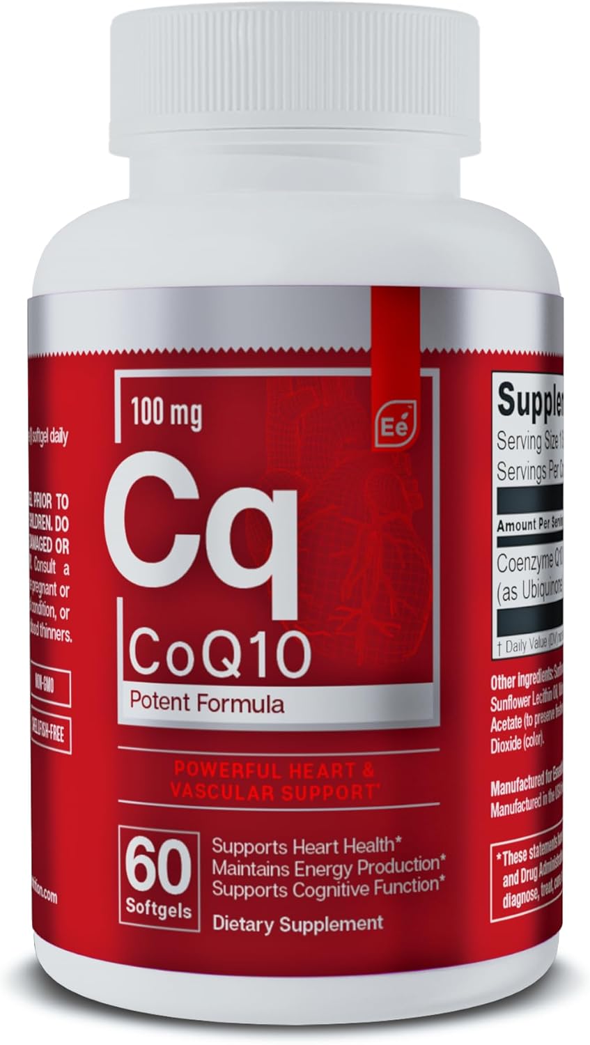 CoQ10 Esencial 100mg Suplemento para Corazón y Cerebro 60