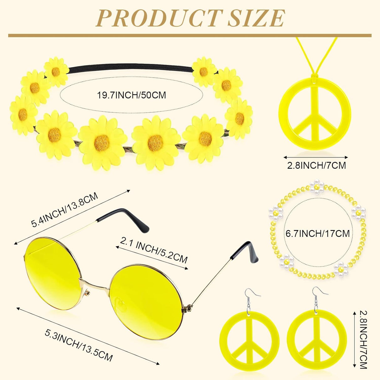 Set de Accesorios Hippie Boho 6 Pcs para Fiesta Retro