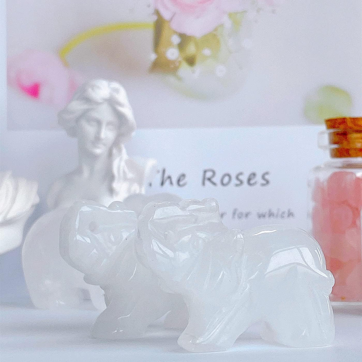 QINJIEJIE Cristales de elefante de cristal transparente