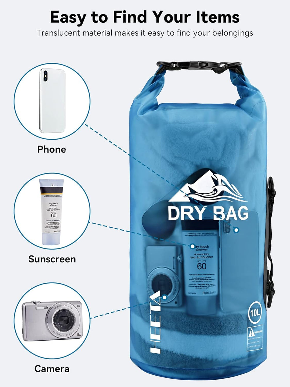bolso ligero con funda para teléfono sumergible