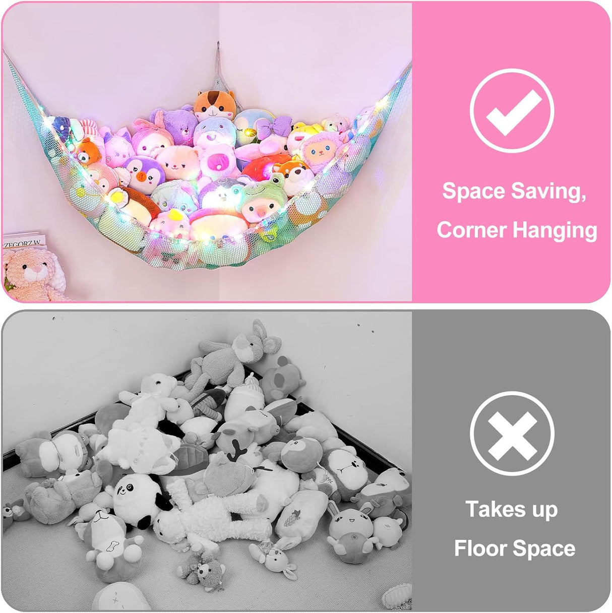 Hamaca para peluches Basumee con luz LED y control remoto