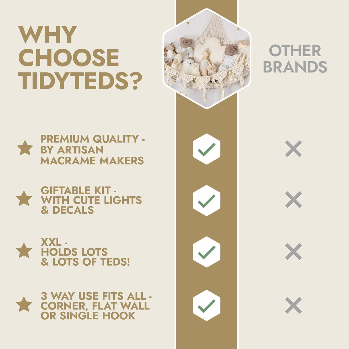 Hamaca de Almacenamiento Macrame DreamLights para Juguetes Plush