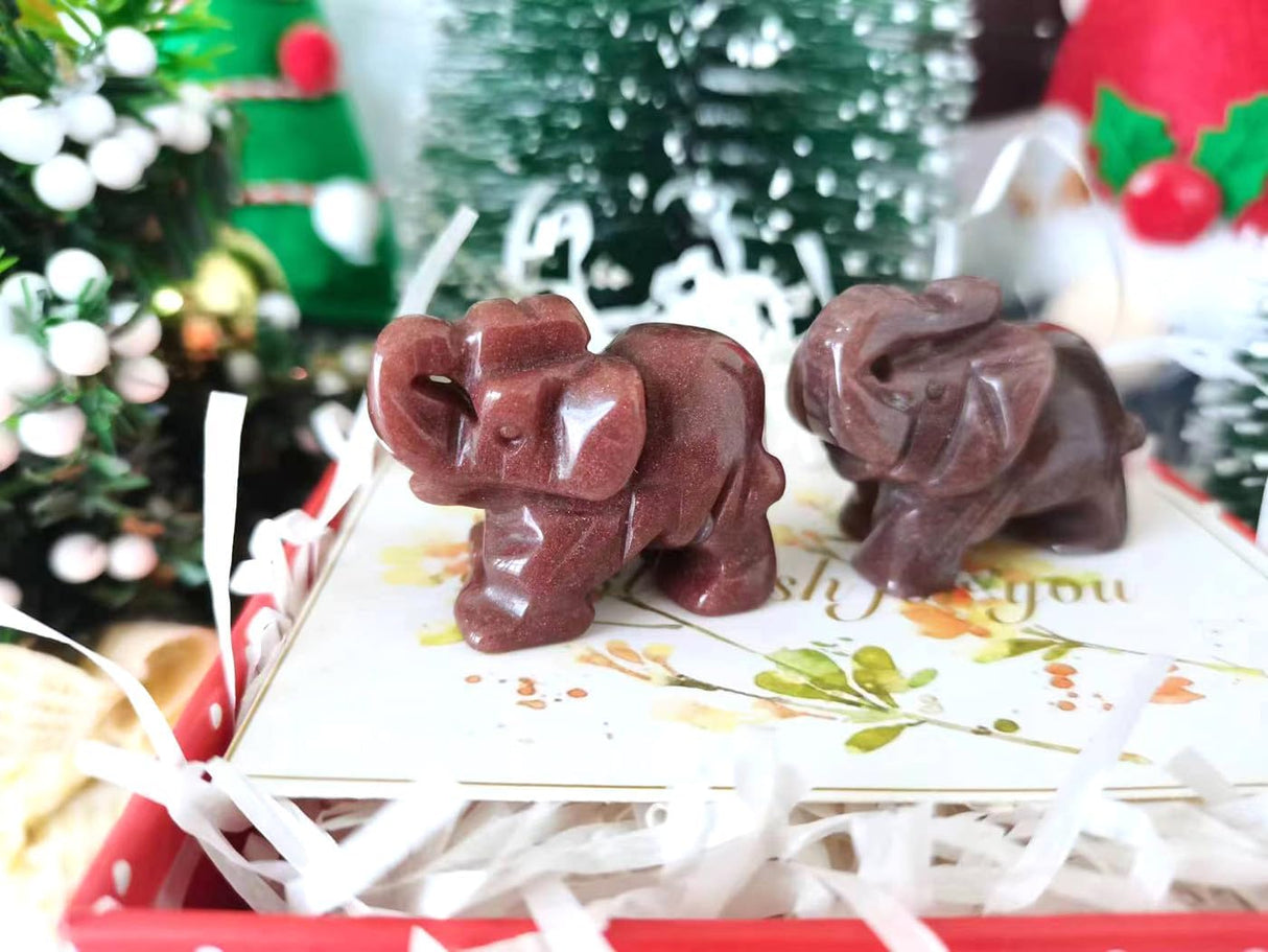 QINJIEJIE Decoración de elefante, cristales de cuarzo cereza