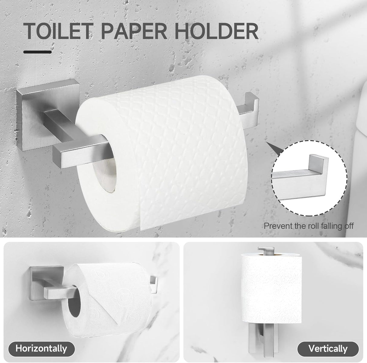 Juego de Accesorios de Baño Montados en Pared SUS304 5 Piezas