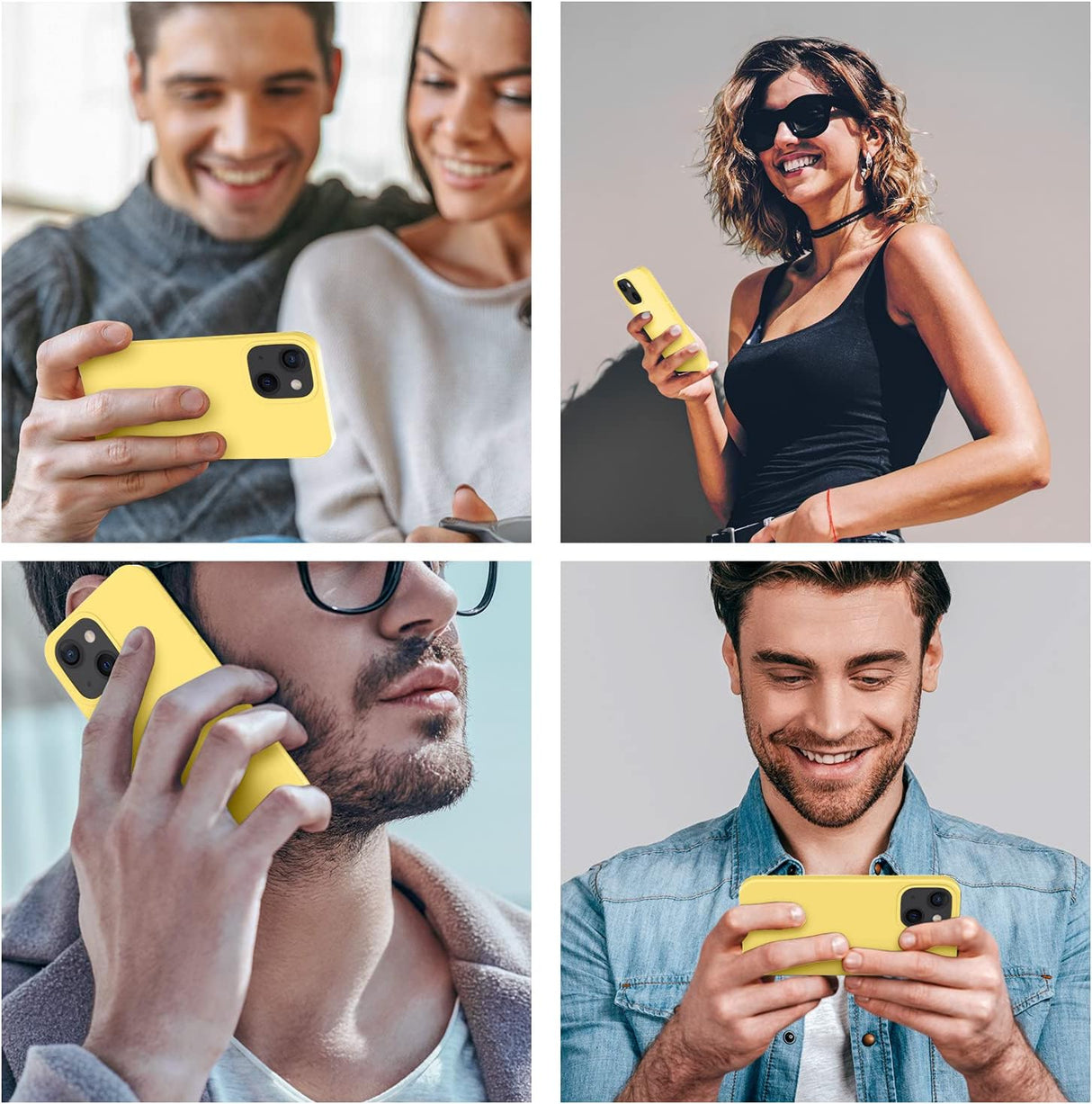 Cordking - Funda para iPhone 13, ultradelgada, de silicona, funda protectora a prueba de golpes con forro de microfibra antiarañazos, 6.1 pulgadas, amarillo