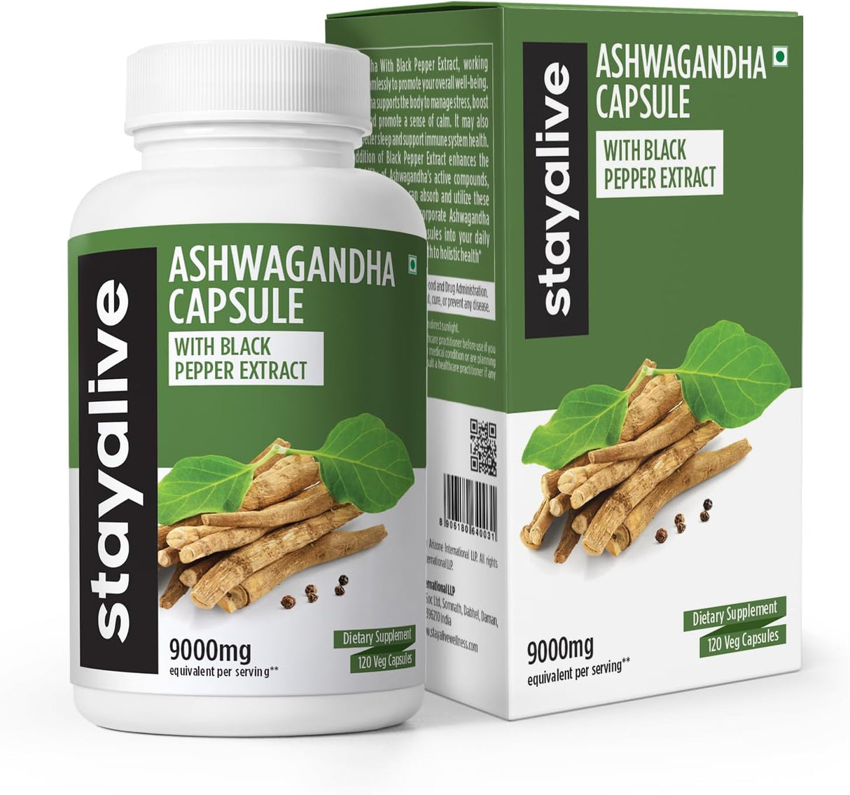 Cápsulas de Extracto de Ashwagandha, 9010MG, 120 Vegan Pills