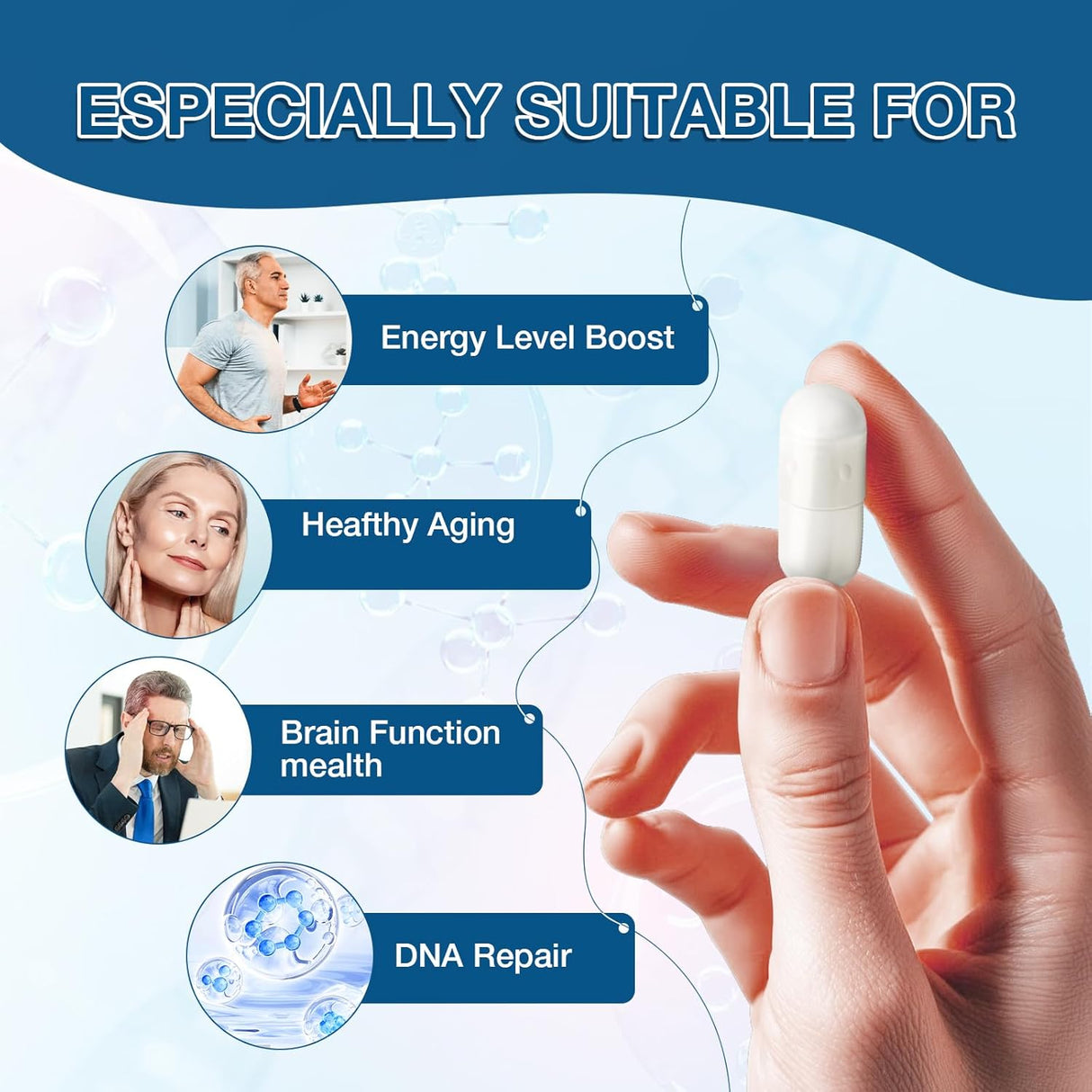 Suplemento NAD+ 1000mg - Nicotinamida Ribosida y Resveratrol