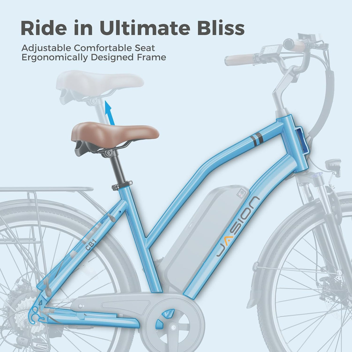 Bicicleta eléctrica Jasion CB1, 1000W, 450Wh, 26'', 7 velocidades