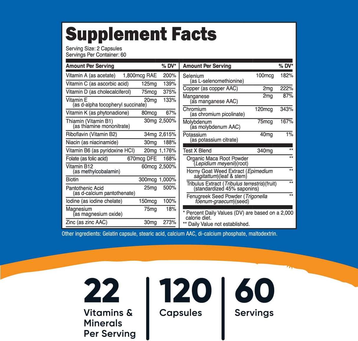 Multivitamínico para hombres, vitaminas y minerales