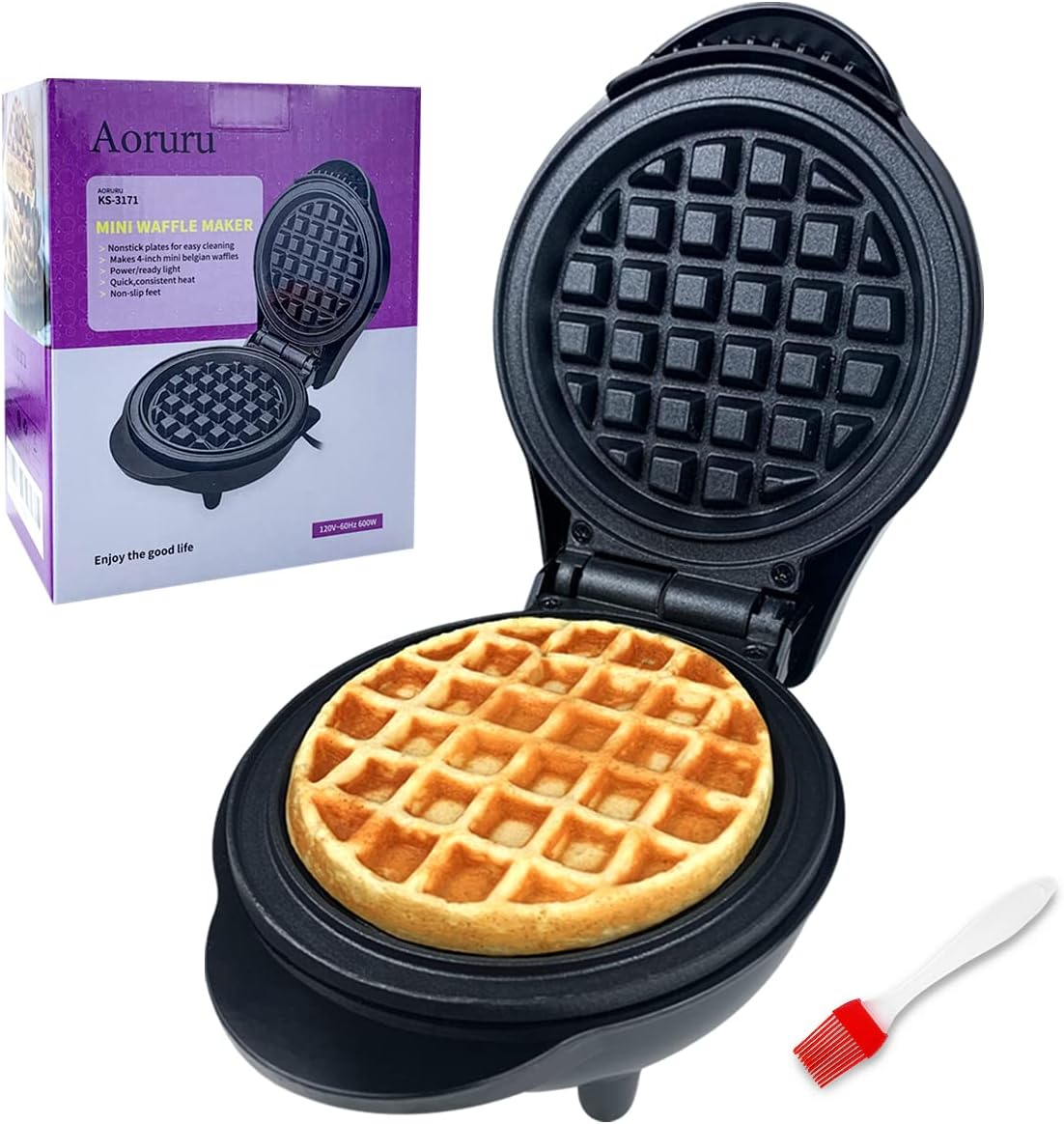 Mini Waffle Maker Eléctrico 600W, Antiadherente, Para Niños