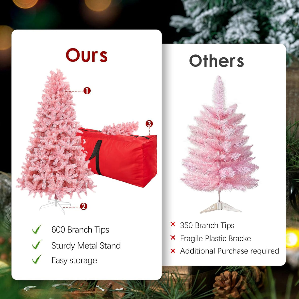 Árbol de Navidad Artificial de 5ft con Base Metálica Plegable