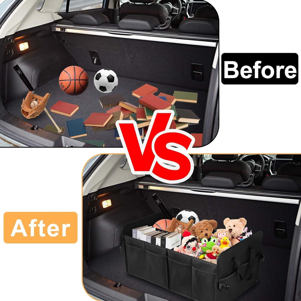 Organizador de Maletero 72L, Plegable, Compartimentos Múltiples