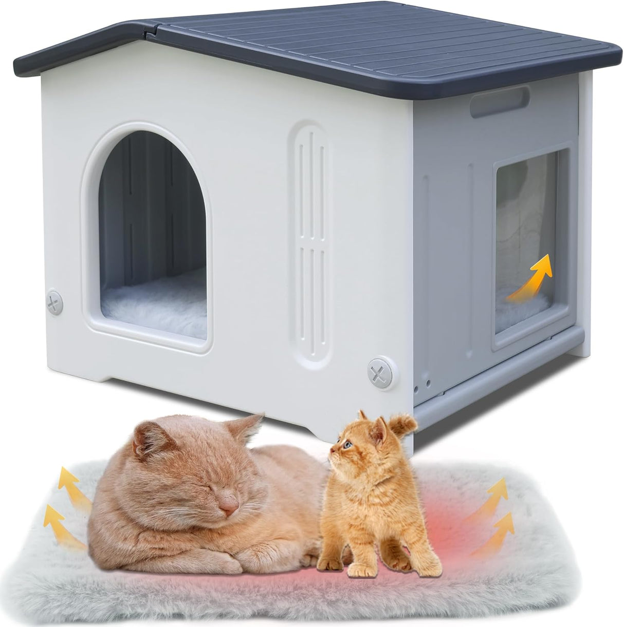 Casa para gatos impermeable, marca desconocida, con puerta de escape.