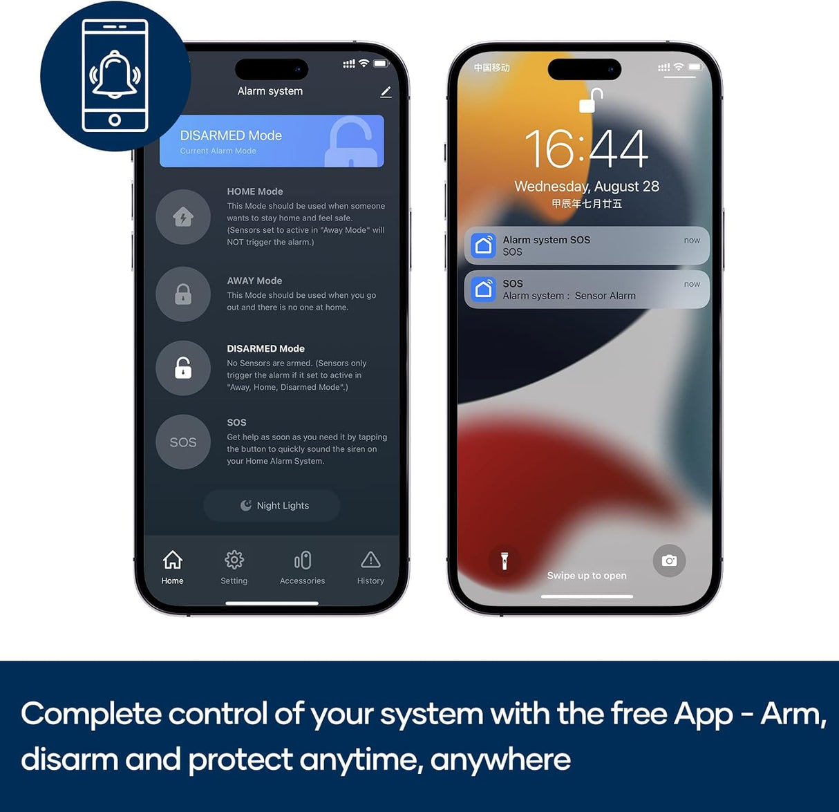Sistema de Alarma WiFi, Inalámbrico, Compatible con Alexa