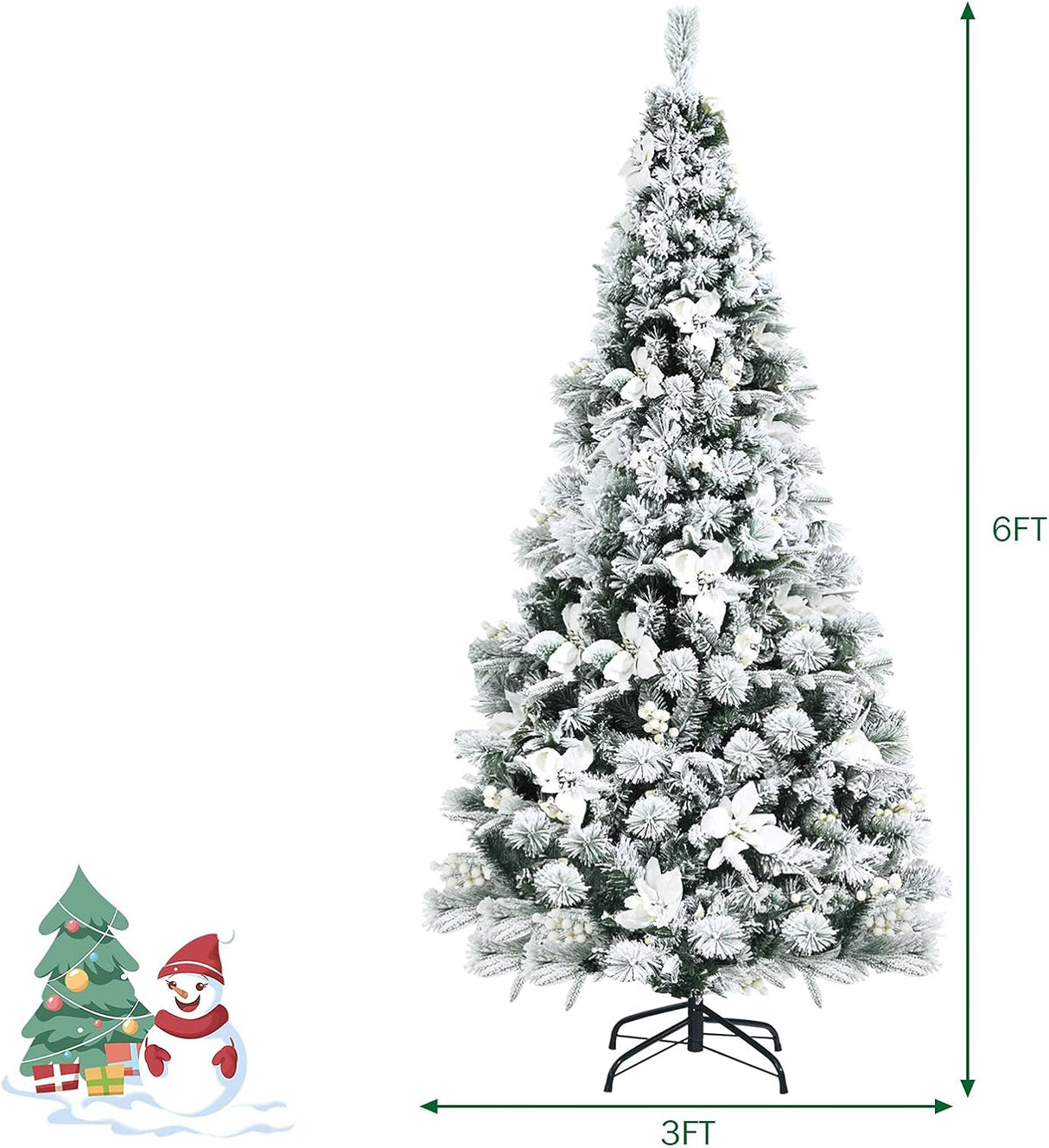 Árbol de Navidad Artificial Goplus 6FT con Decoración y Soporte