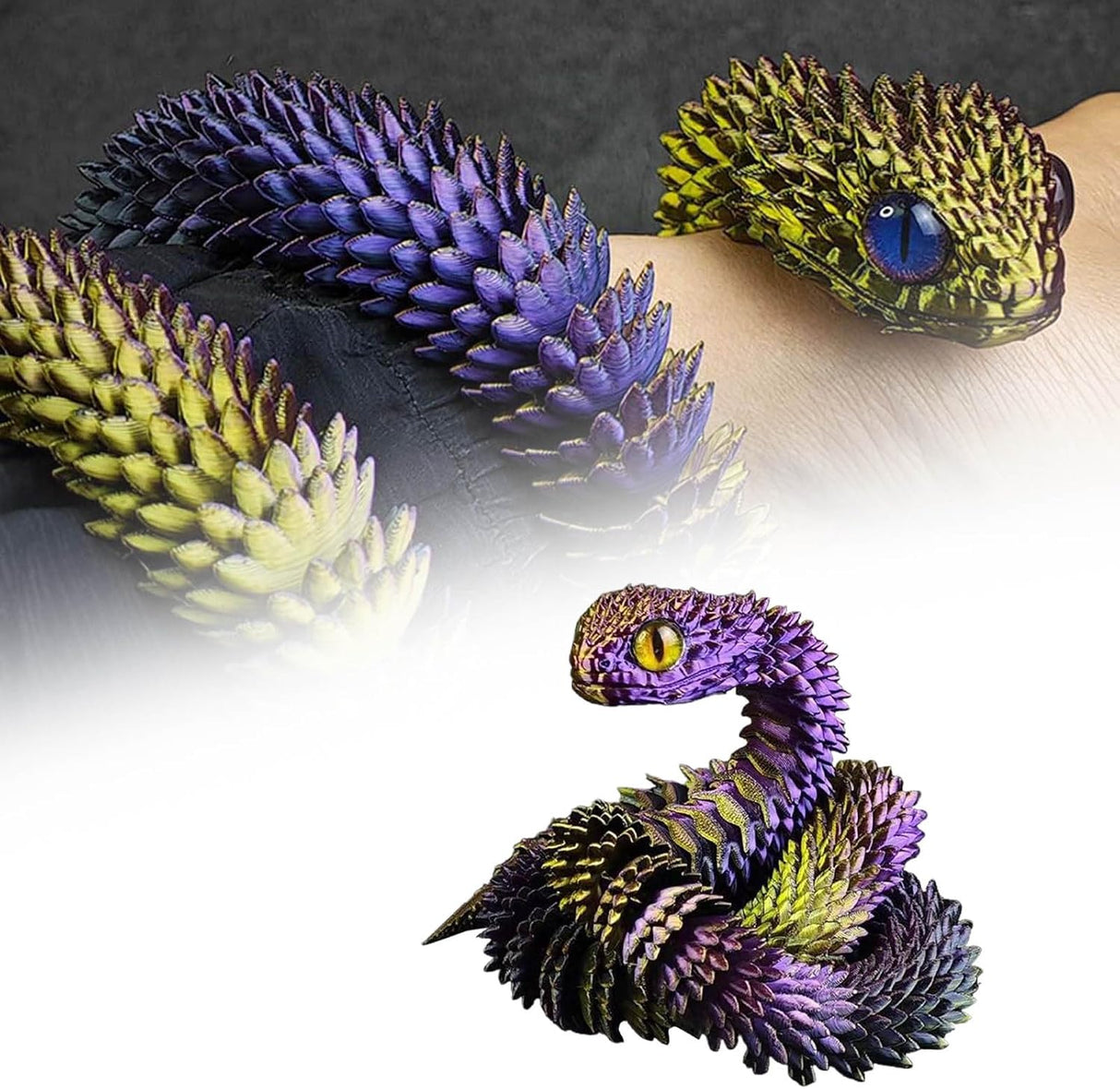 Juguete de serpiente impresa en 3D, flexible y articulado