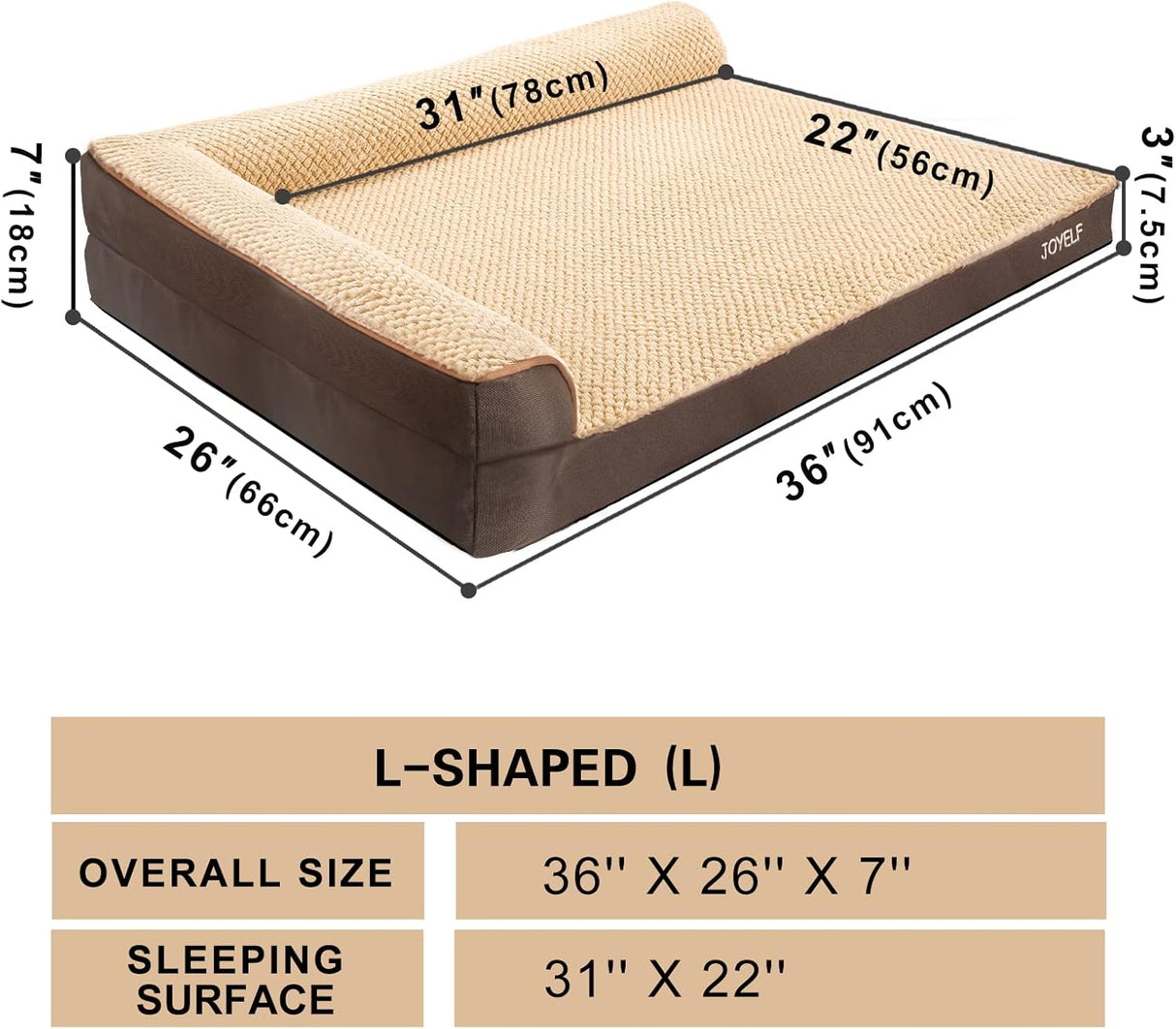 Cama ortopédica para perros grandes JOYELF, sofá con funda extraíble