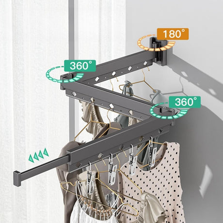 Perchero Plegable de Pared con Brazo Extensible, Modelo A
