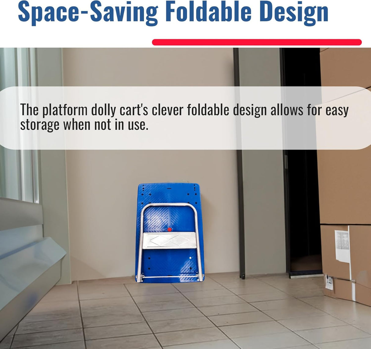 Carretilla Plataforma Plegable 660lbs, Ruedas Giratorias, 35.43x23.62