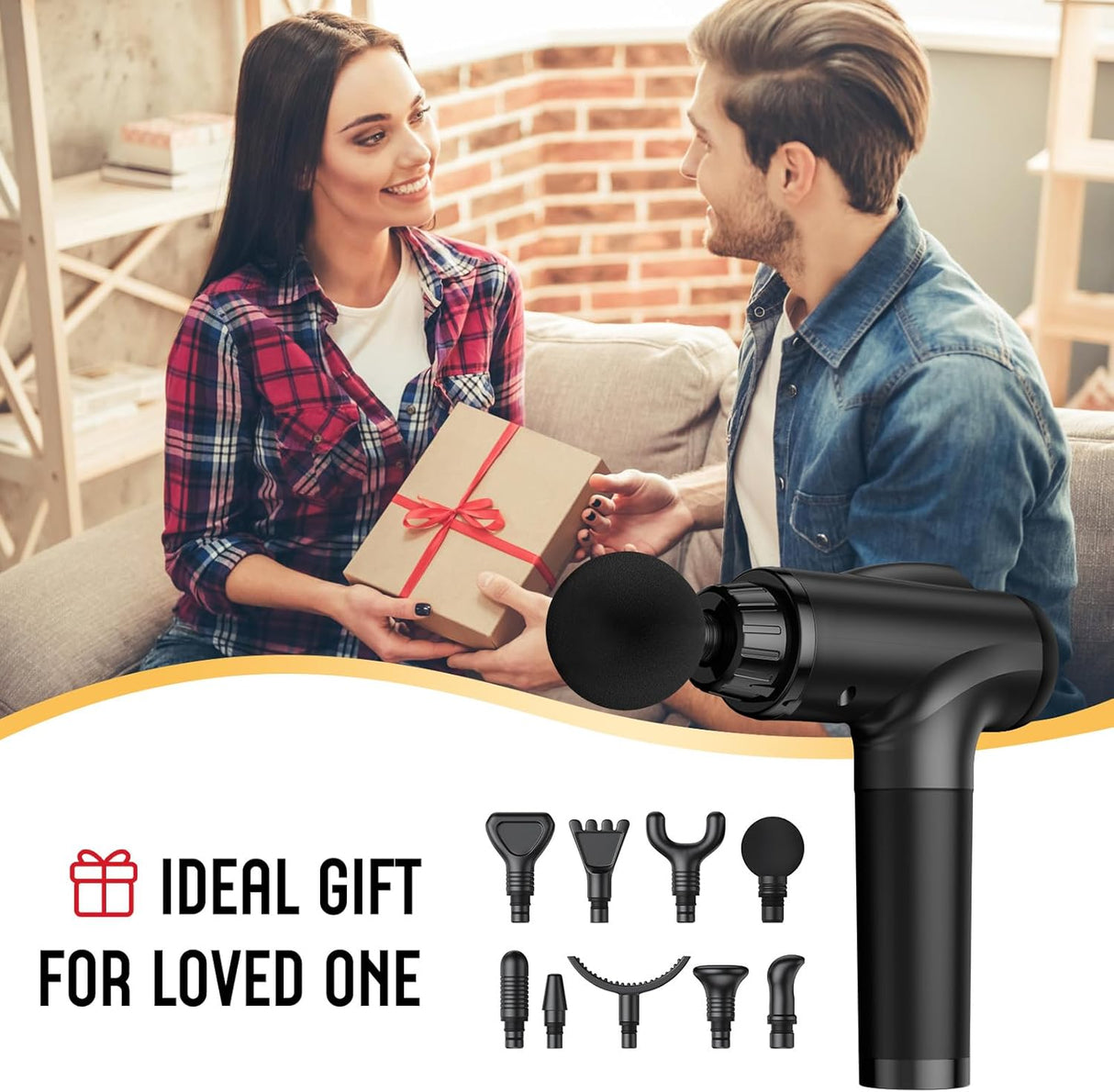 Masajeador profundo eléctrico, alta intensidad, 9 accesorios, modelo.