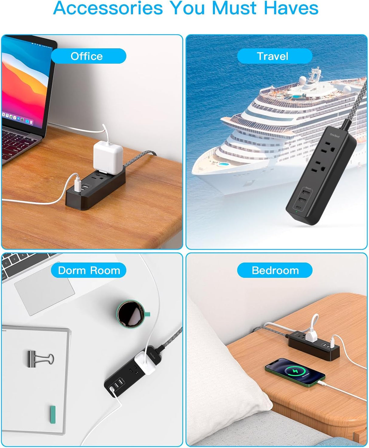 Cruise Essentials - Tira de alimentación de viaje USB C
