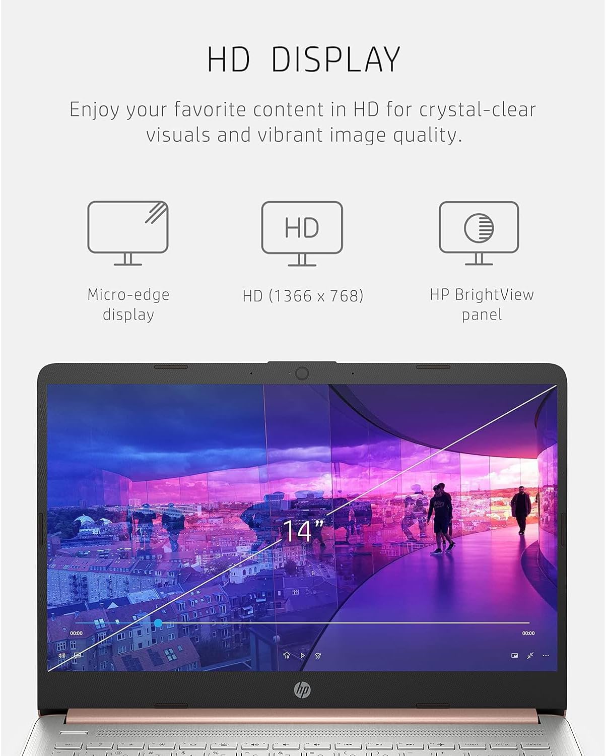 Laptop HP 14 HD, Intel Quad-Core, 8GB RAM, 576GB Almacenamiento