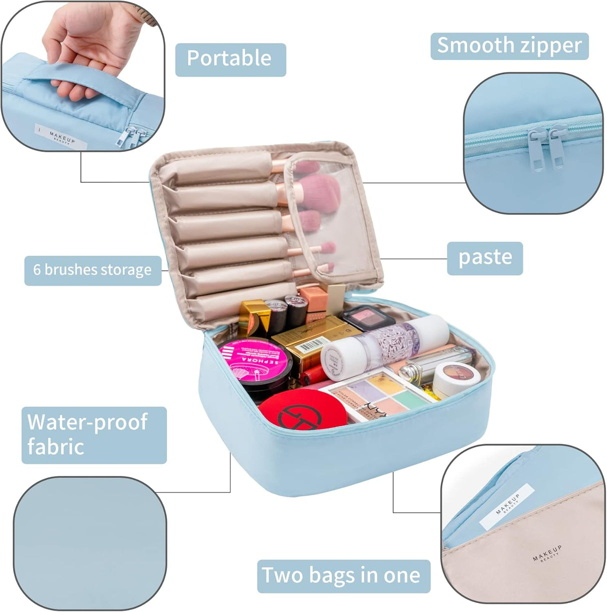 Bolsa de maquillaje de viaje Queboom