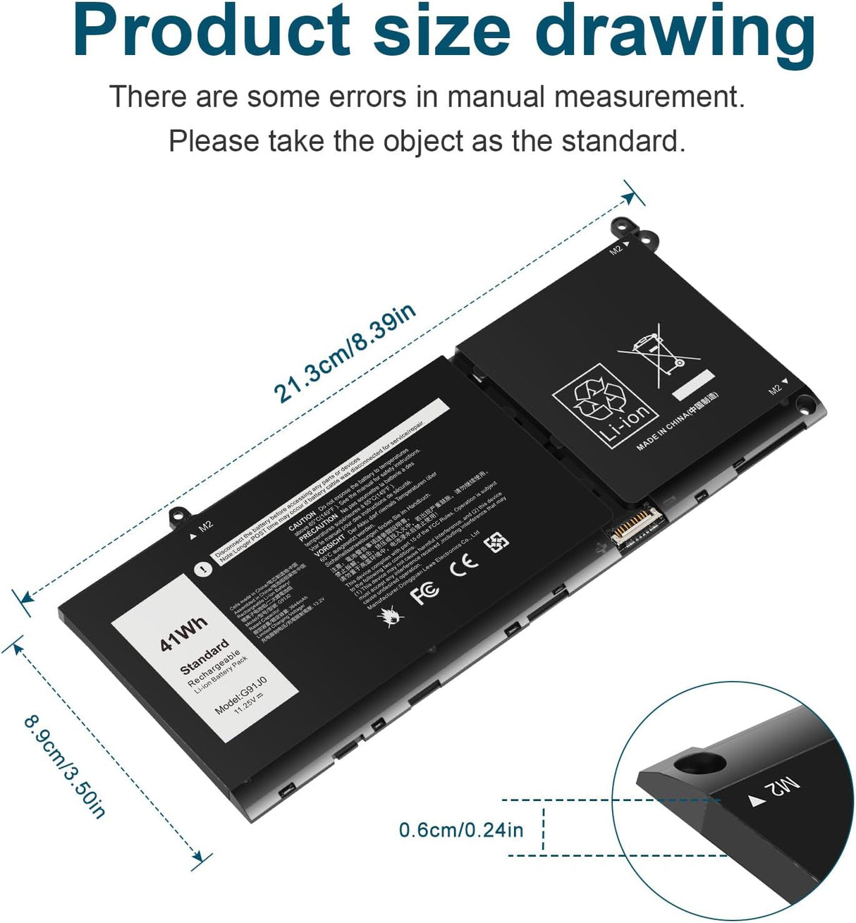 Batería G91J0 para Laptop Latitude e Inspiron, Modelos Varios
