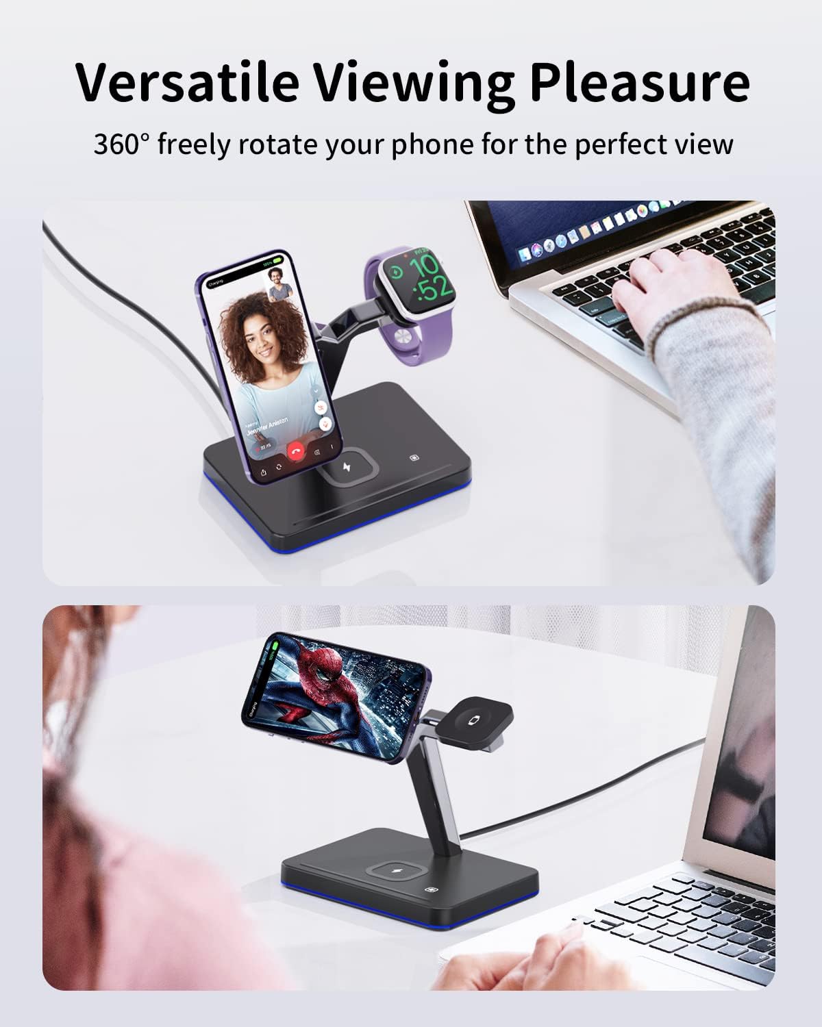 Cargador seguro Mag con soporte inalámbrica 3 en 1