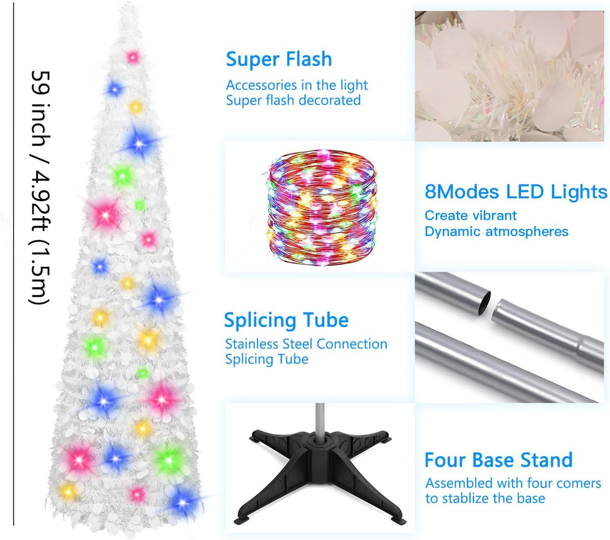 Árbol de Navidad MACTING 5ft con luces, fácil montaje