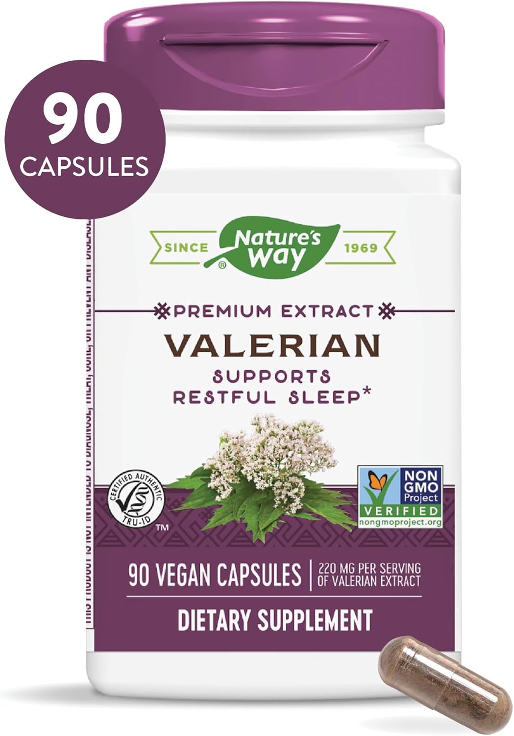 Suplemento Nature's Way Valeriana sin OMG sin gluten 220 mg