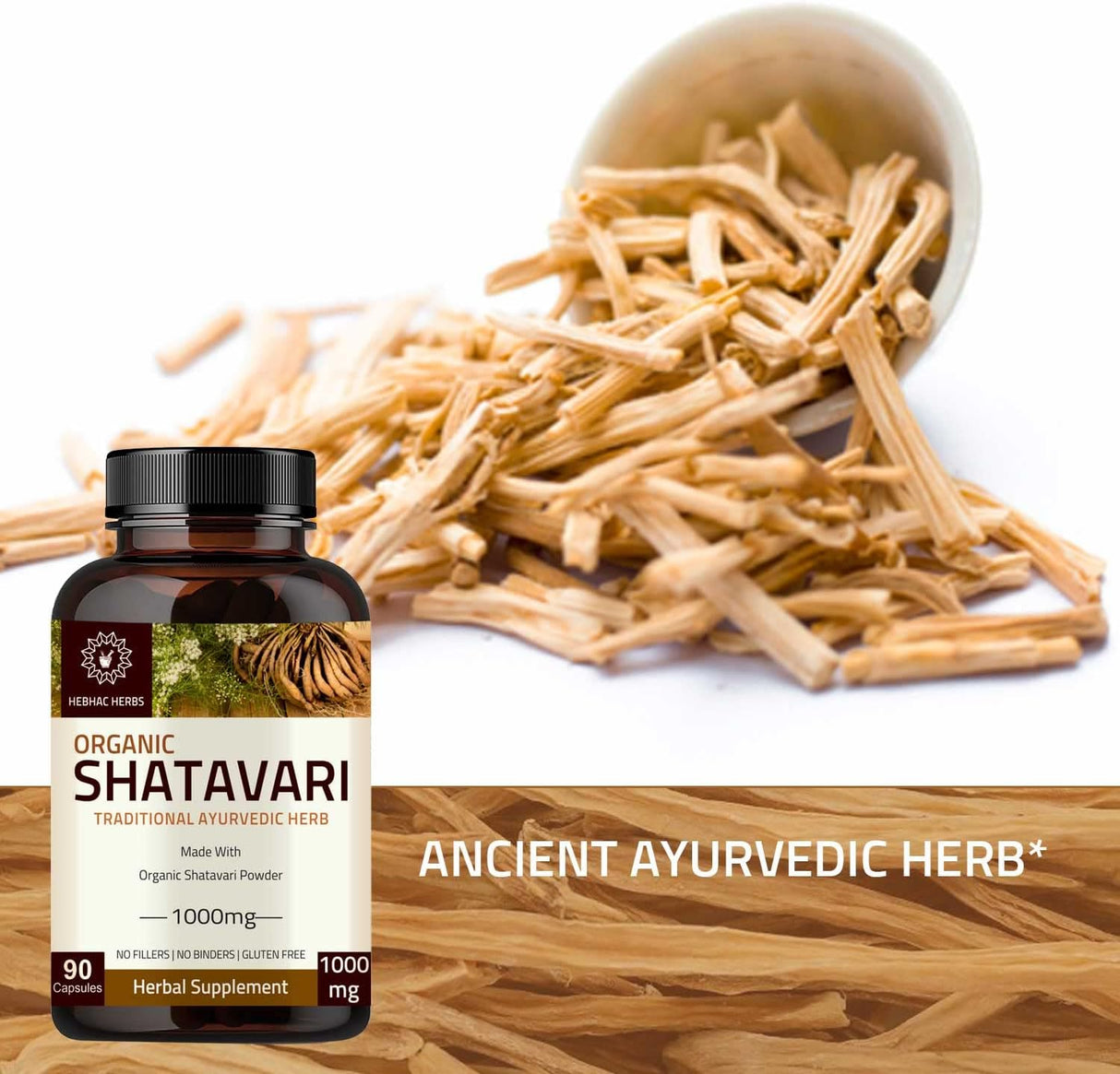 Shatavari 1000mg orgánicas de Shatavari 90 cápsulas