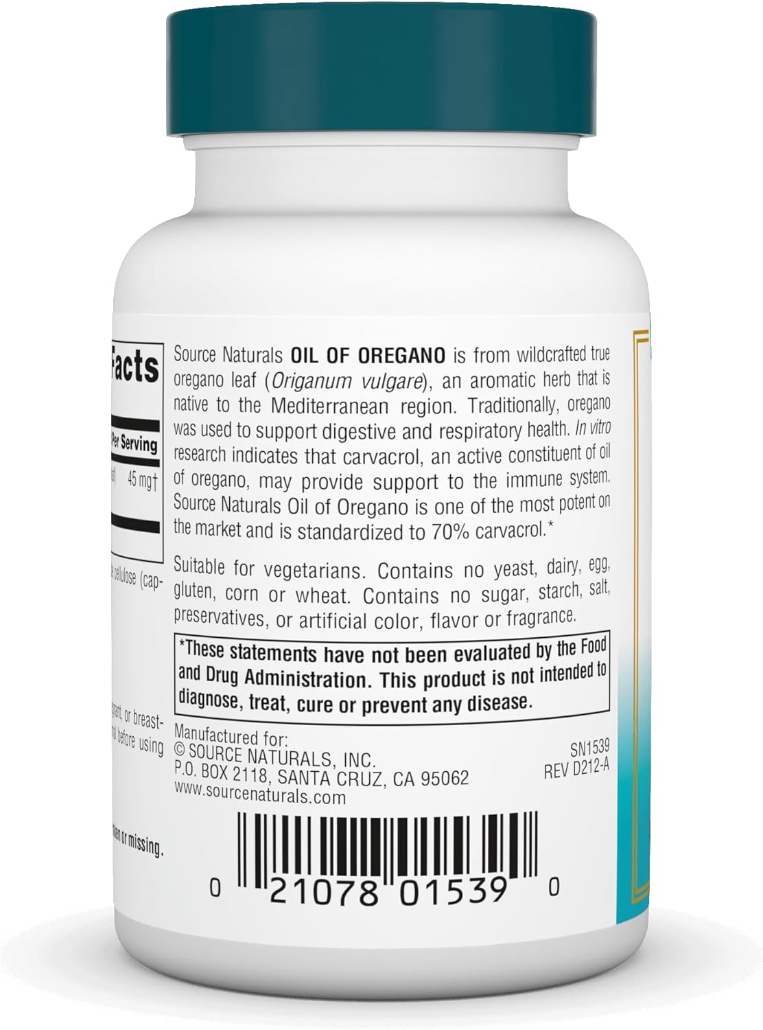 Aceite de Orégano Estándar 70% Carvacrol - 60 Cápsulas Veganas