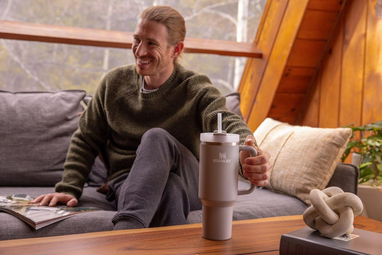 Stanley Quencher H2.0 FlowState - Vaso de acero inoxidable con tapa y popote para agua, té helado o café