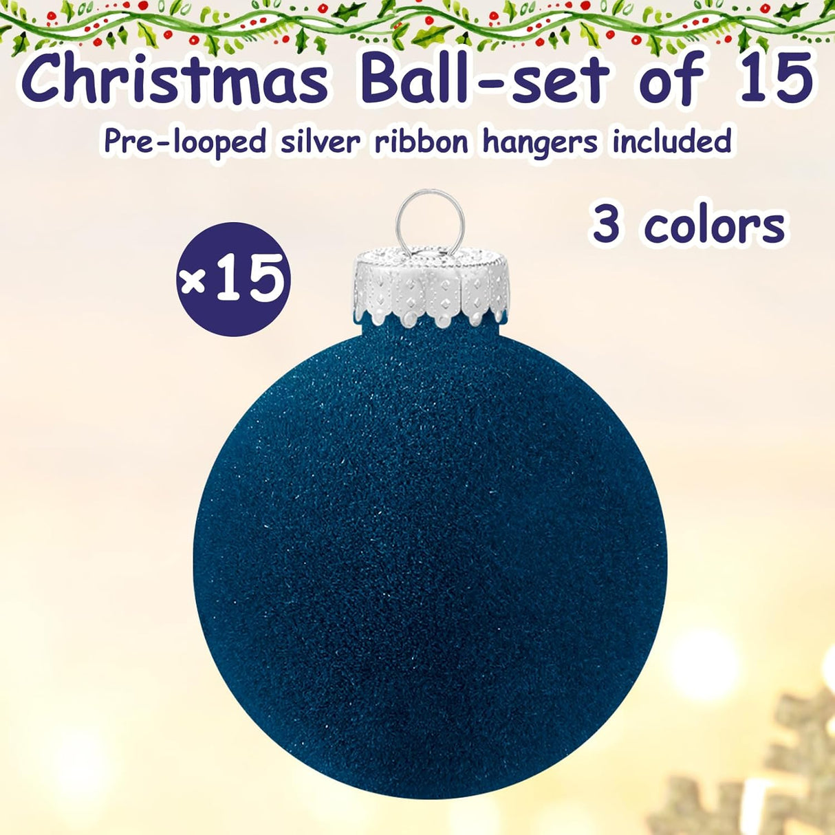 Adorno Decorativo de Bolas de Navidad Flocked 15 Pcs Liliful