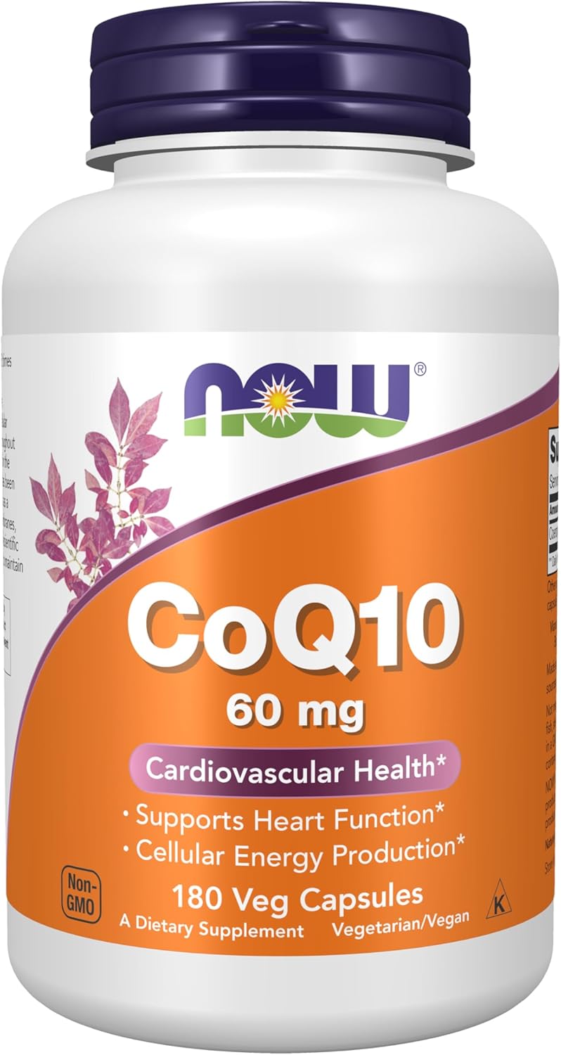 Suplemento CoQ10 60 mg NOW, Grado Farmacéutico, 180 Cápsulas