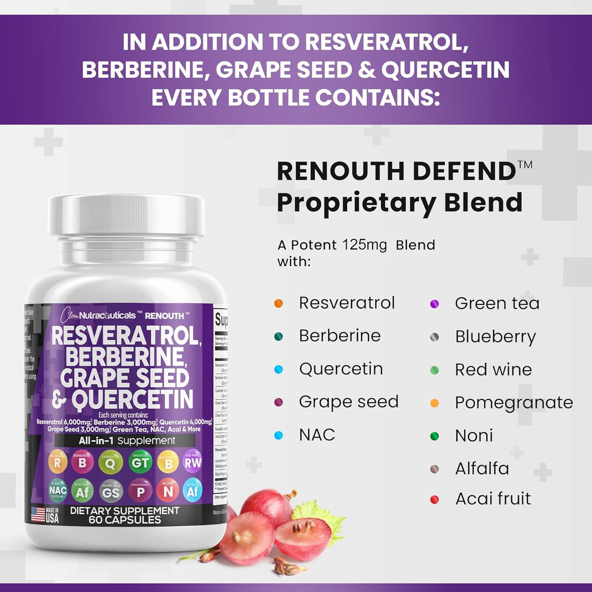 Suplemento Resveratrol 6000 mg Berberina 3000 mg