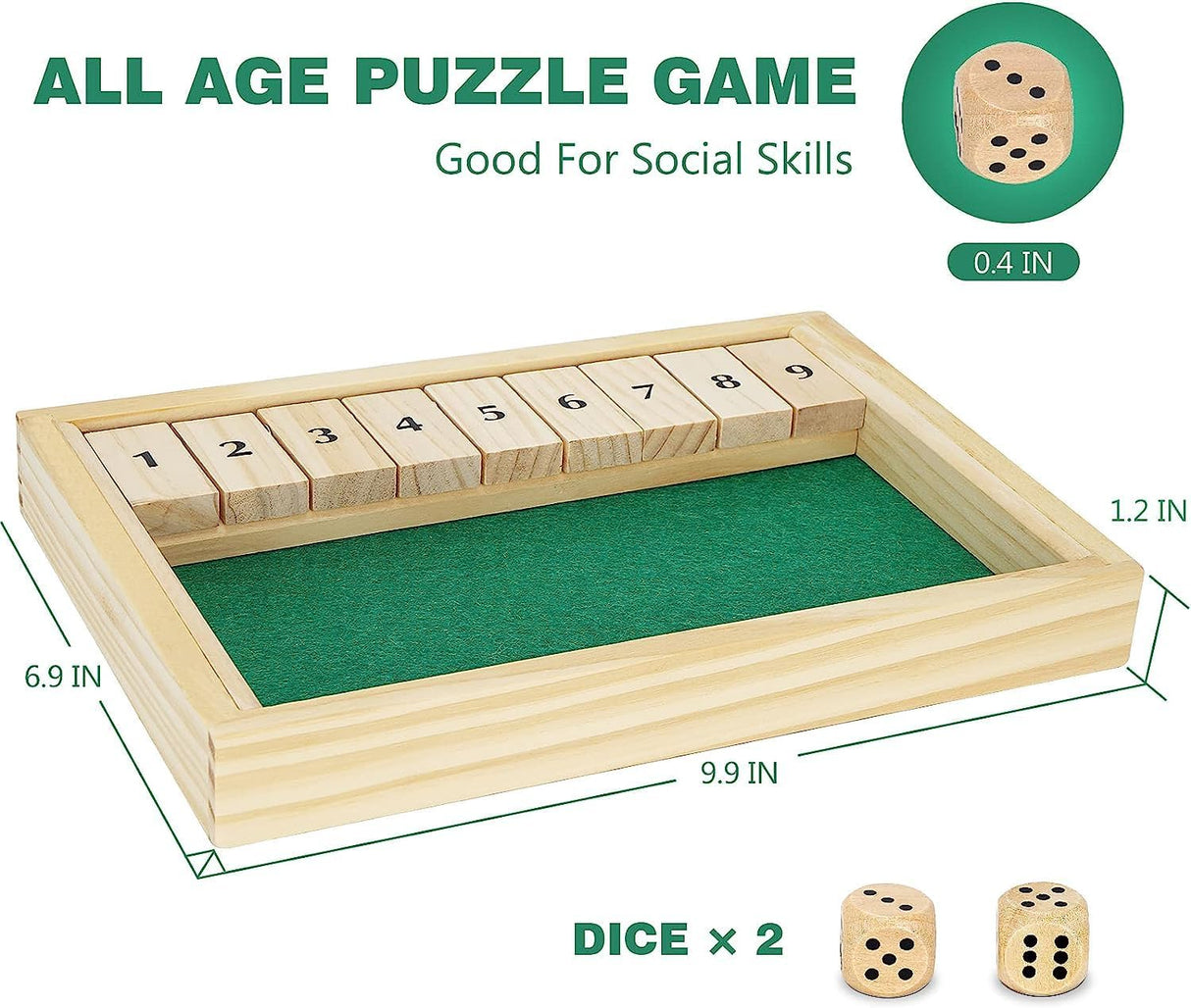 Juego de Mesa Shut The Box - Clásico de Dados para 2 Jugadores #9