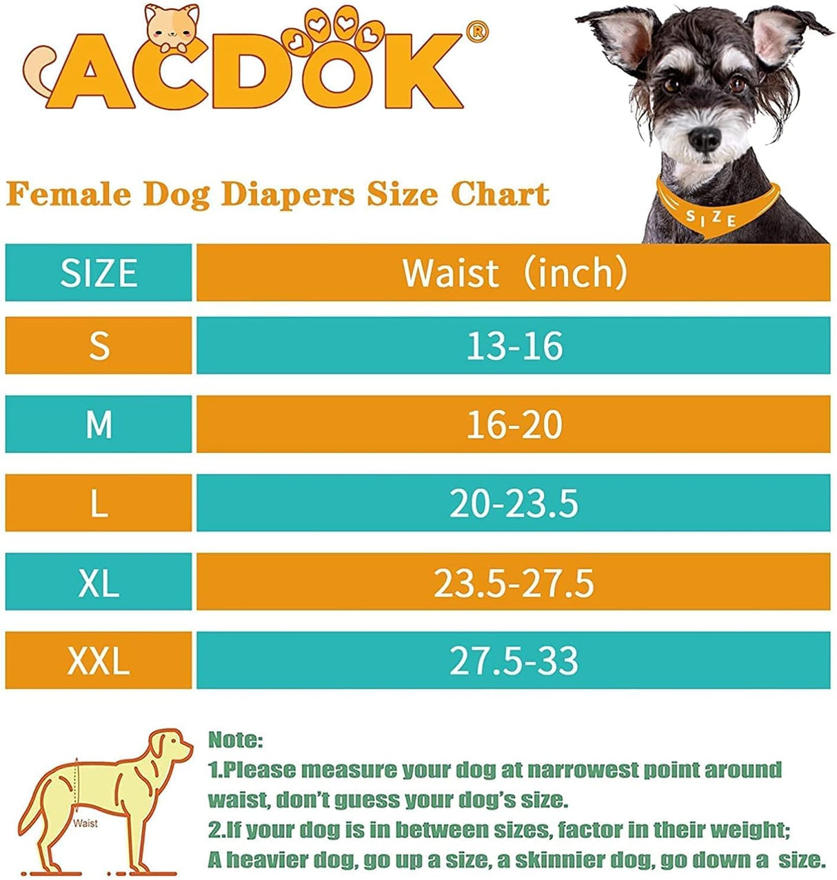 ACDOK - Pañales lavables para perras incontinencia o micción excitable