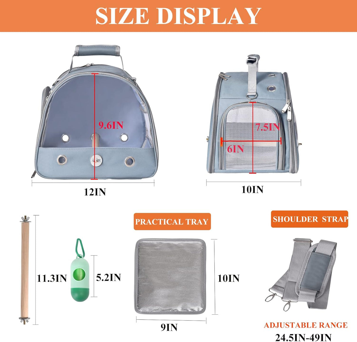 Jaula de viaje para pájaros con correa para el hombro