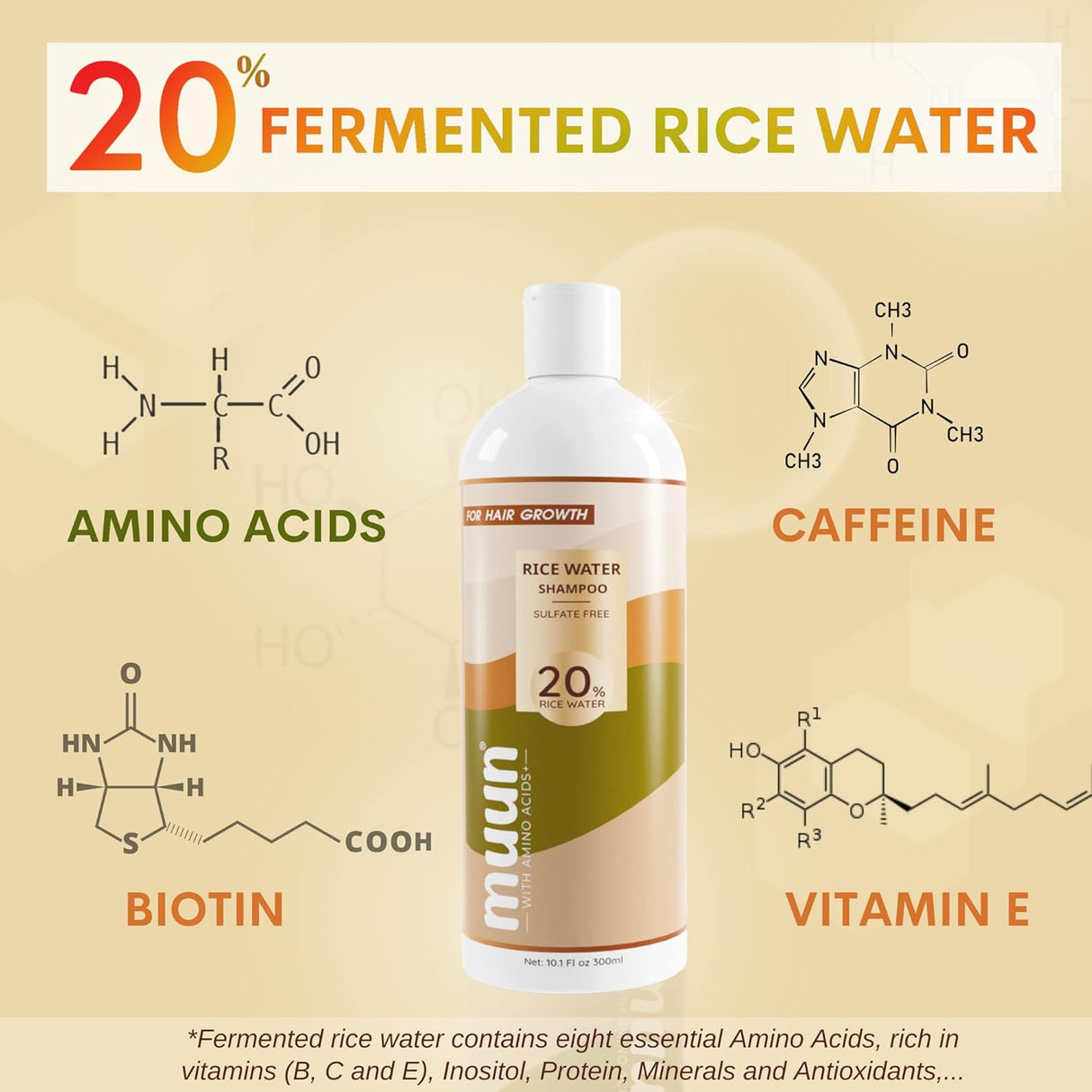 Champú y acondicionador de agua de arroz para el crecimiento